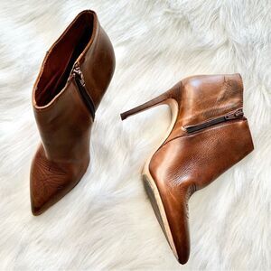 Barneys New York Western Stiletto Leather Ankle Boots in Brown Size 38